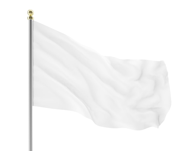 Photo llustration of an empty white flag developing isolated. high-resolution image