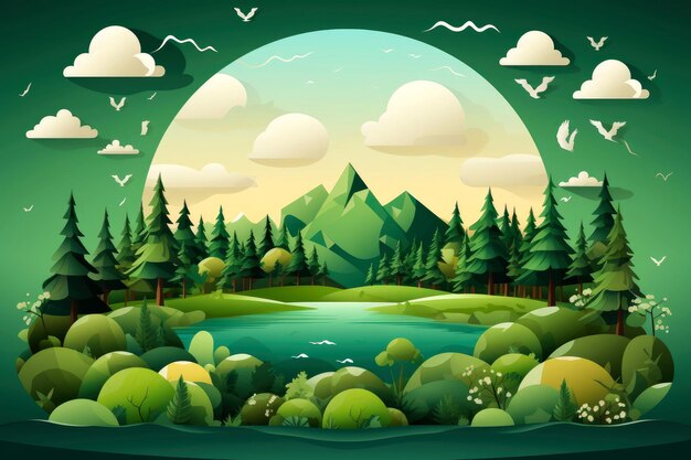 llustration images Ecosystem restoration environment day concept tree background Ecology project