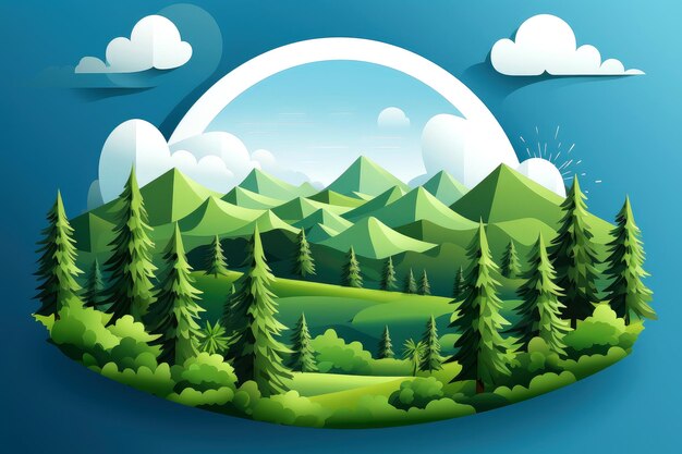 Llustration images ecosystem restoration environment day concept tree background ecology project