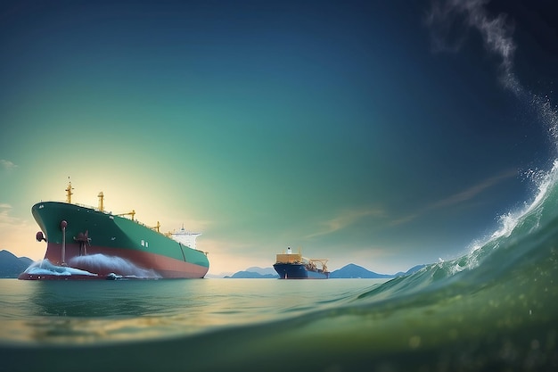 LNG tanker carrier in the sea Gas carrier for transportation of liquefied natural gas generative AI