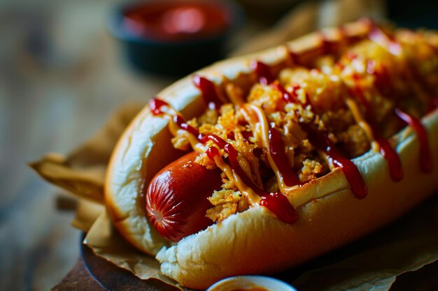 Loaded Hot Dog with Condiments