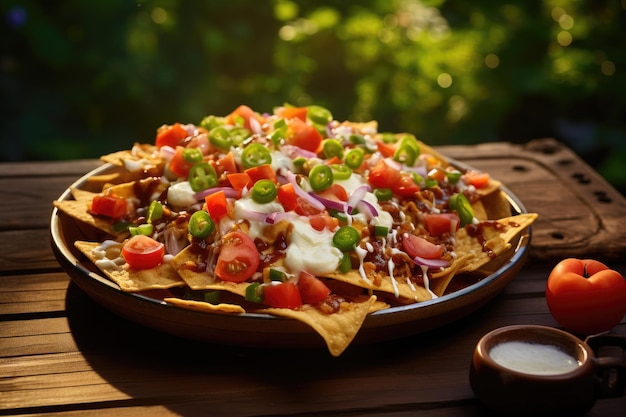 Loaded nachos with cheese for breakfast