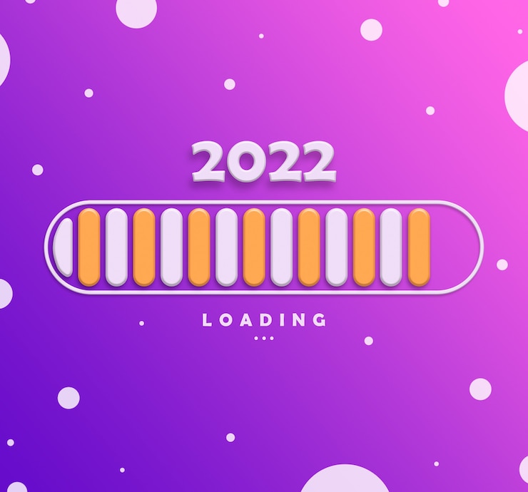 Photo loading bar new 2020 year on gradient background 3d