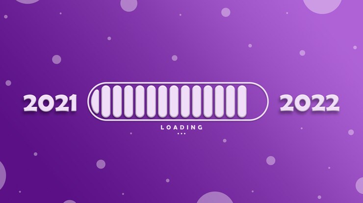 Photo loading bar new 2020 year on purple background 3d