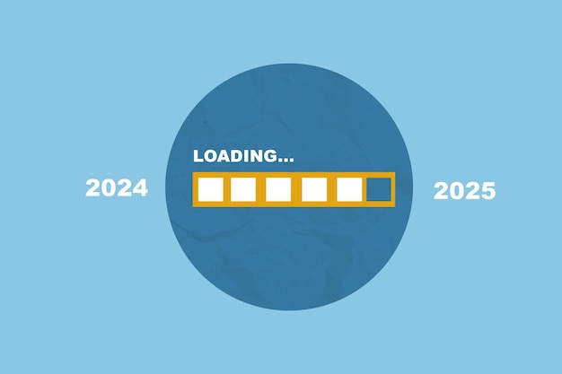 Загрузка полосы начинается с 2024 года до 2025 года на цветном фоне