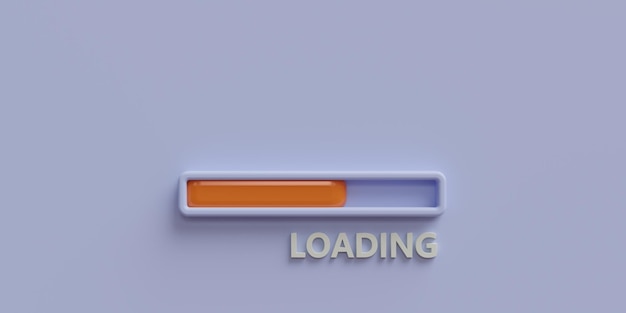 青色の背景にオレンジ色の記号が付いた読み込みバー速度の進行状況を通知する 3 d レンダリング