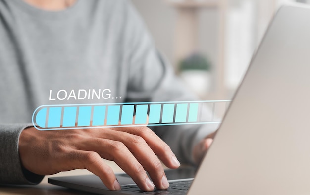 Foto loading loading bar wacht op het virtuele interface scherm progress bar loading concept