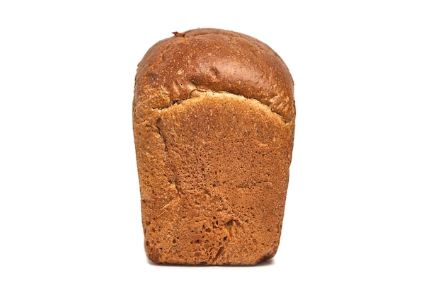 Loaf black bread on white background.