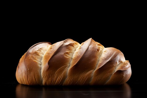 Буханка хлеба на черном фоне Generative Ai