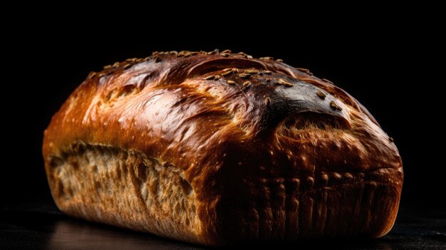 loaf of bread on black background