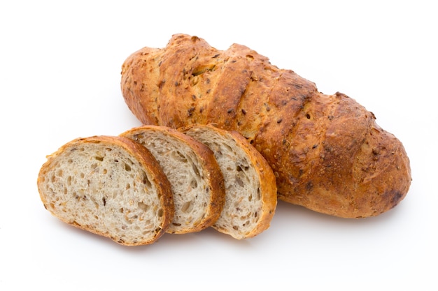 Loaf of bread isolated on white.