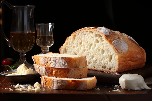 Foto un pezzo di pane e una fetta