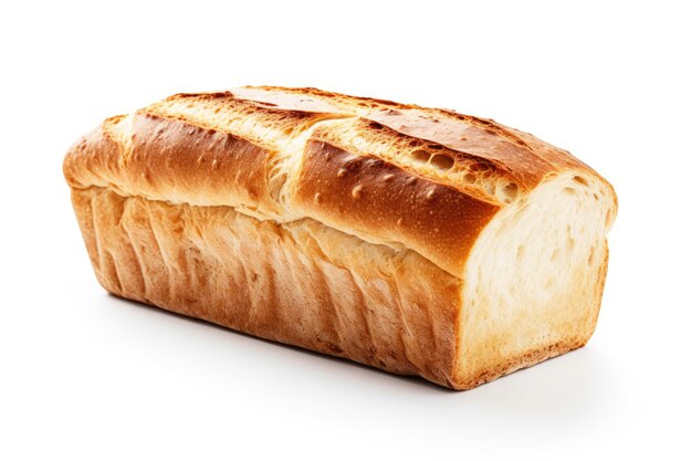 白い背景のスライスにパンを切ったパン