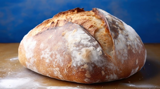 Foto pagnotta di pane pane tostato bello appetitoso isolato su sfondo blu