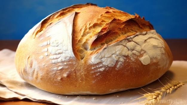 パンのパン 青い背景に隔離された美しい食欲的なパンを焼いた