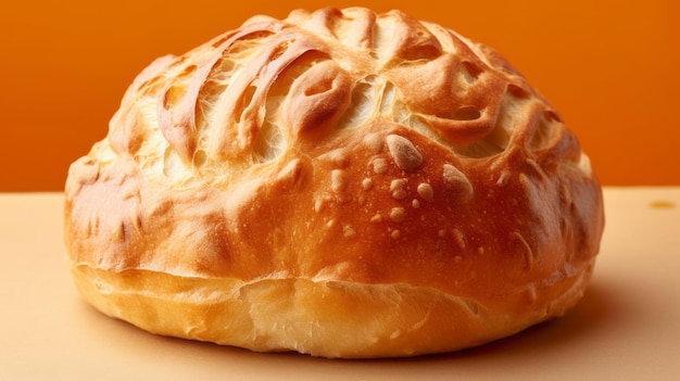 Loaf of bread Toasted beautiful appetizing bread isolated on yellow background