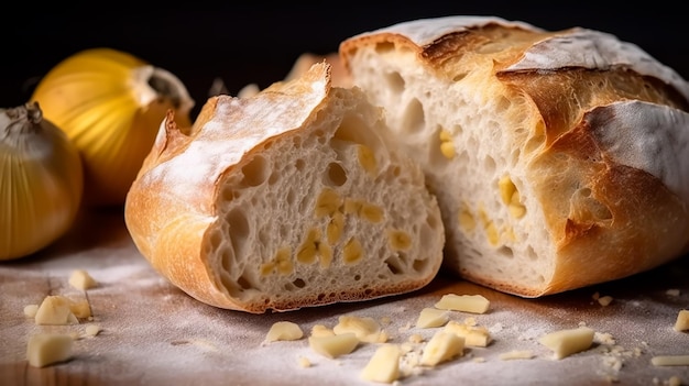 Буханка хлеба с откушенным от нее кусочком