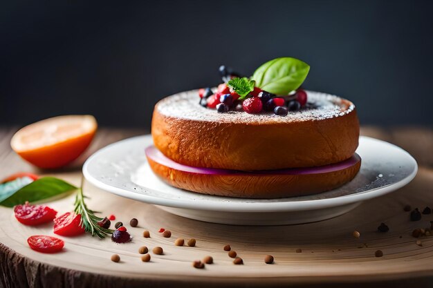 a loaf of bread with fruit on top of it