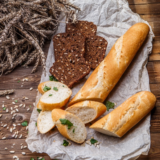 Loaf and bread with grains