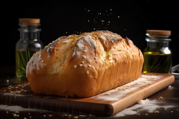 生成 AI で作成した塩とオリーブオイルを少々かけたパン