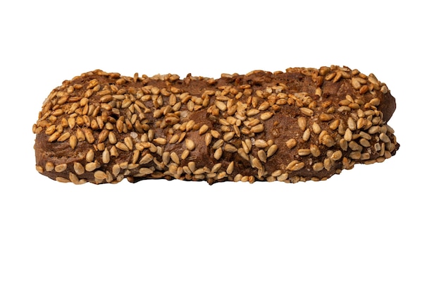 Loaf of bread with sunflower seeds isolated on a white background