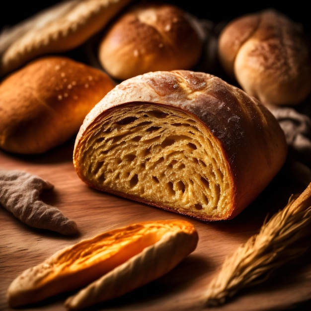빵이라는 단어가 적힌 빵 한 덩어리