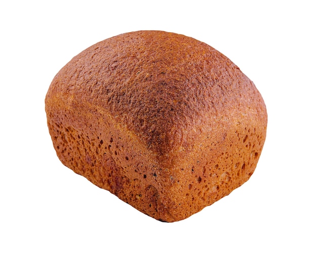 Loaf of organic bread on white background