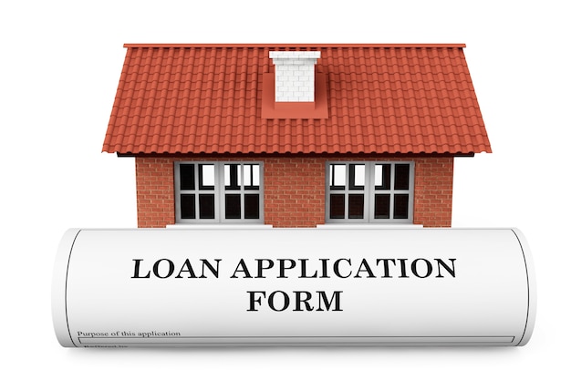 Loan Application Form with House on a white background