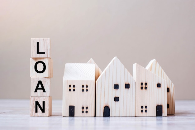 LOAN cube blocks with wooden house model