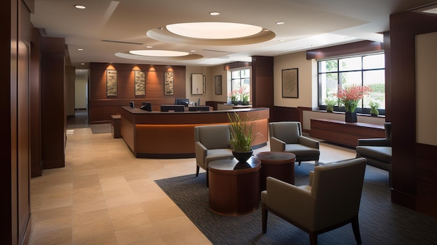 The lobby of the hotel at the university of chicago.