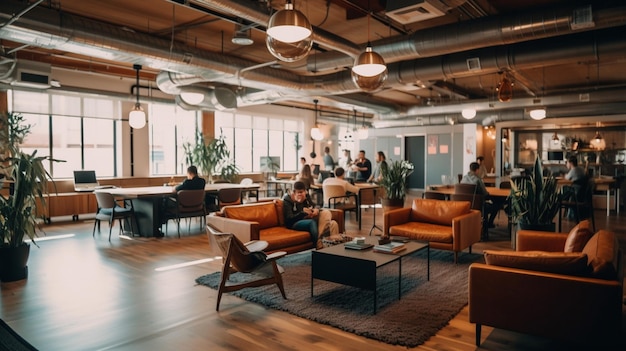 The lobby of the office space at the company's new headquarters.