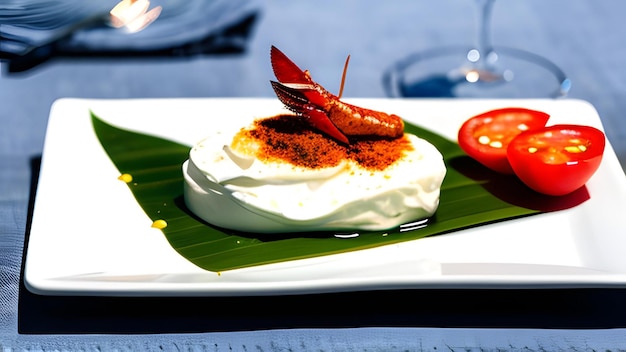 Lobster beurre blanc on a plate