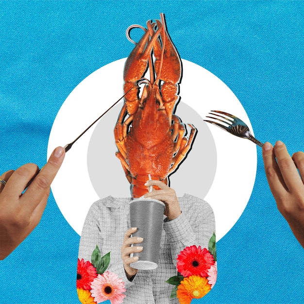 Photo lobster colorful collage