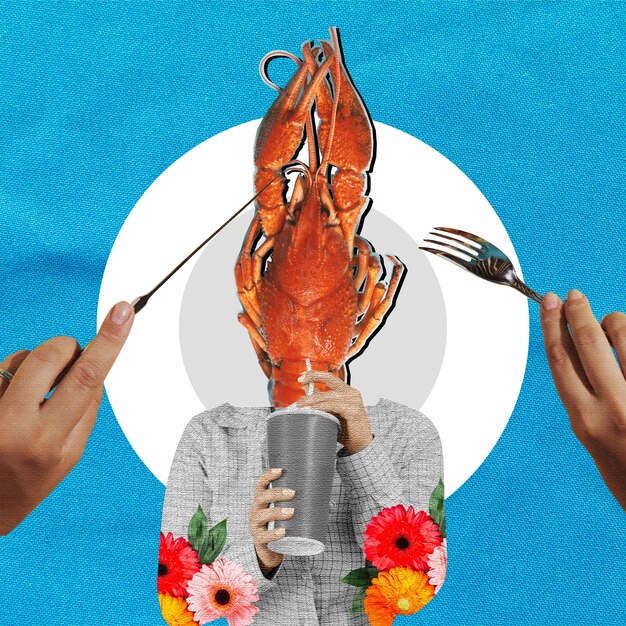 Lobster colorful collage