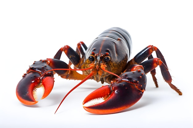 A lobster is on a white background