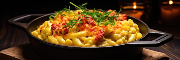 Lobster Mac And Cheese On Stone In Rustic Pub