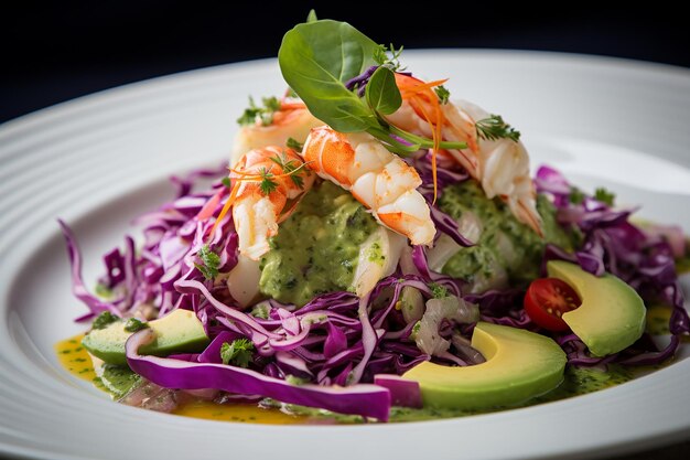 Lobster salad with avocado and red onion