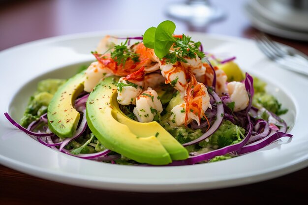 Lobster Salad with Avocado and Red Onion