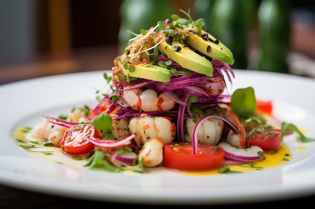 Foto insalata di aragoste con avocado e cipolle rosse