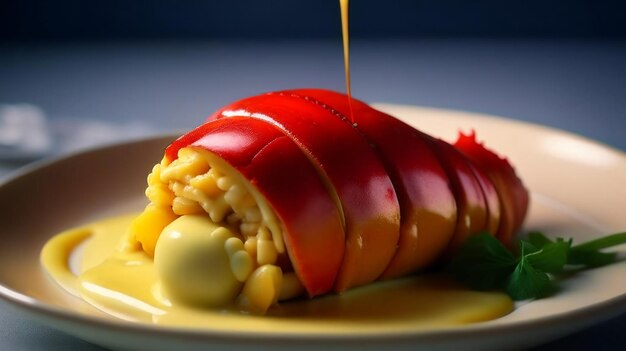 Lobster Tail with Butter restaurant dish on a plate