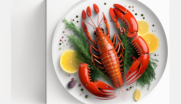 Lobster in a white plate Generative AI