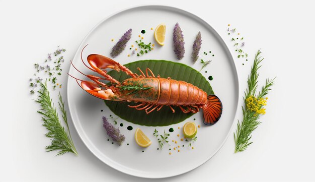 Lobster in a white plate Generative AI