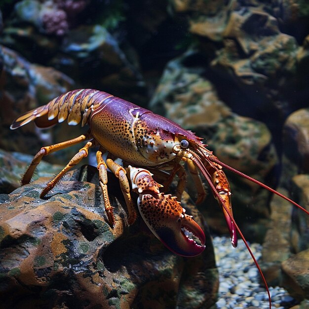 a lobster with a starfish on its head