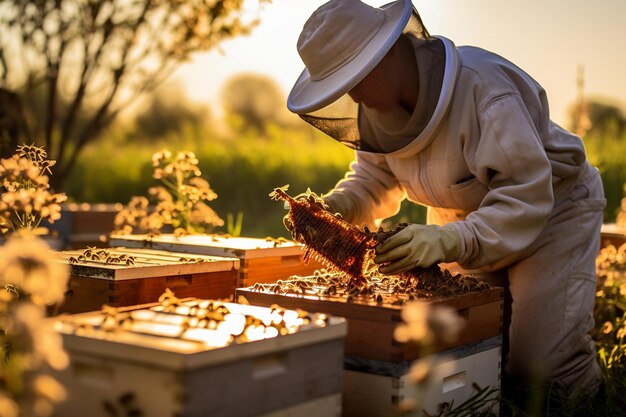 Local Beekeeper's Nest Care. Generative By Ai