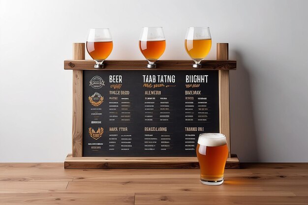 Local Brewery Beer Tasting Flight Signage Mockup with blank white empty space for placing your design