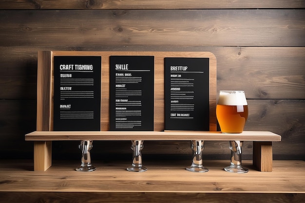 Local Craft Beer Tasting Flight Descriptions Signage Mockup with blank white empty space for placing your design