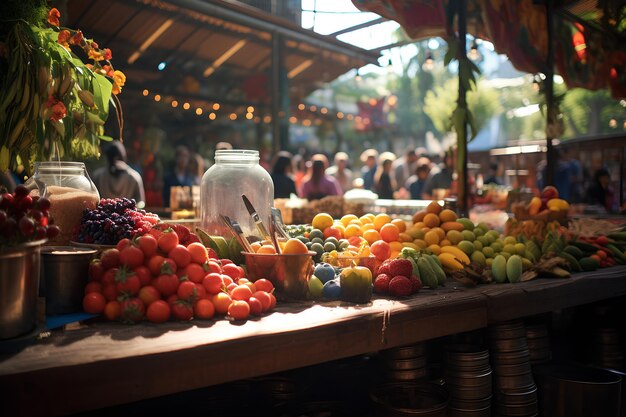Photo at a local farmers market in melbourne stalls brim with produce