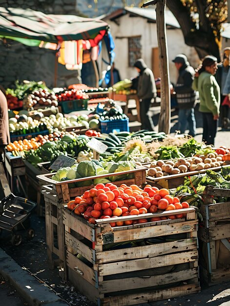 Agricoltori locali che vendono prodotti biologici in un mercato in cile w traditional and culture market photo