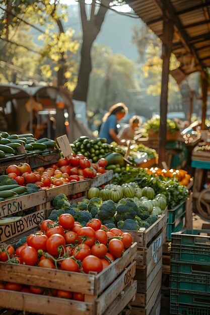 Photo local farmers selling organic produce at a market in chile w traditional and culture market photo