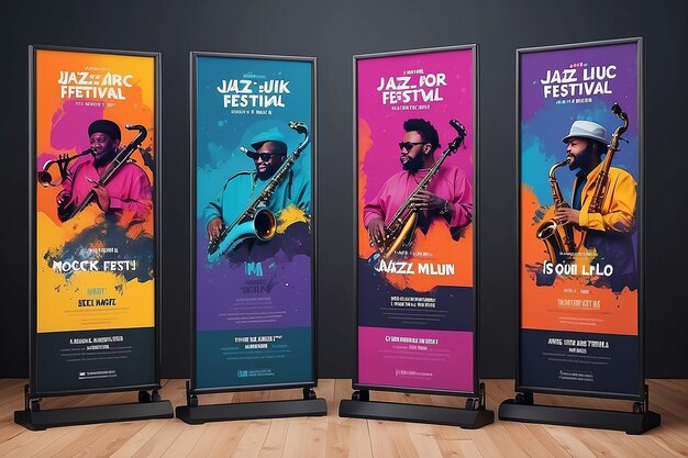 Foto local jazz festival artist lineup signage mockup met lege ruimte voor het plaatsen van uw logo